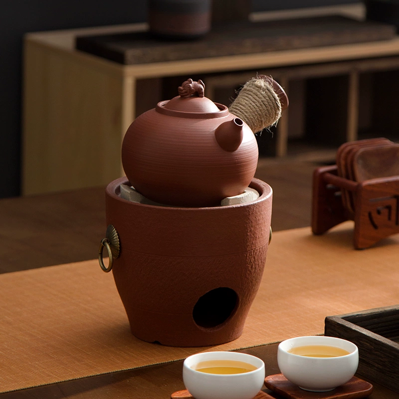 Red clay pot and warmer set